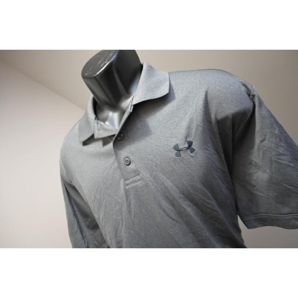 Under Armour Golf Polo Gray HeatGear Performance Athletic Shirt Mens Size XL